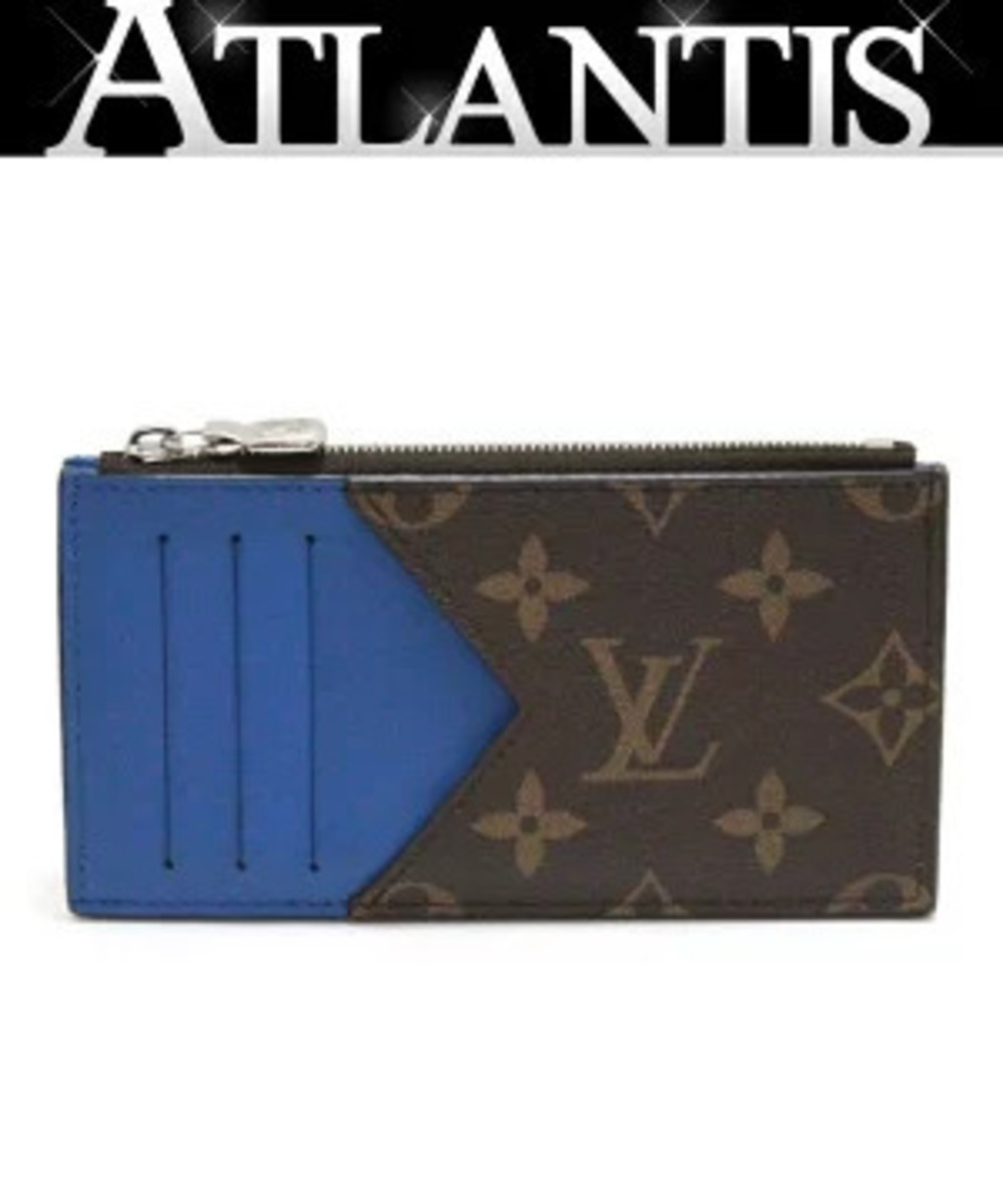 Louis Vuitton Coin Card Case Fragment Monogram Macassar Brown Blue